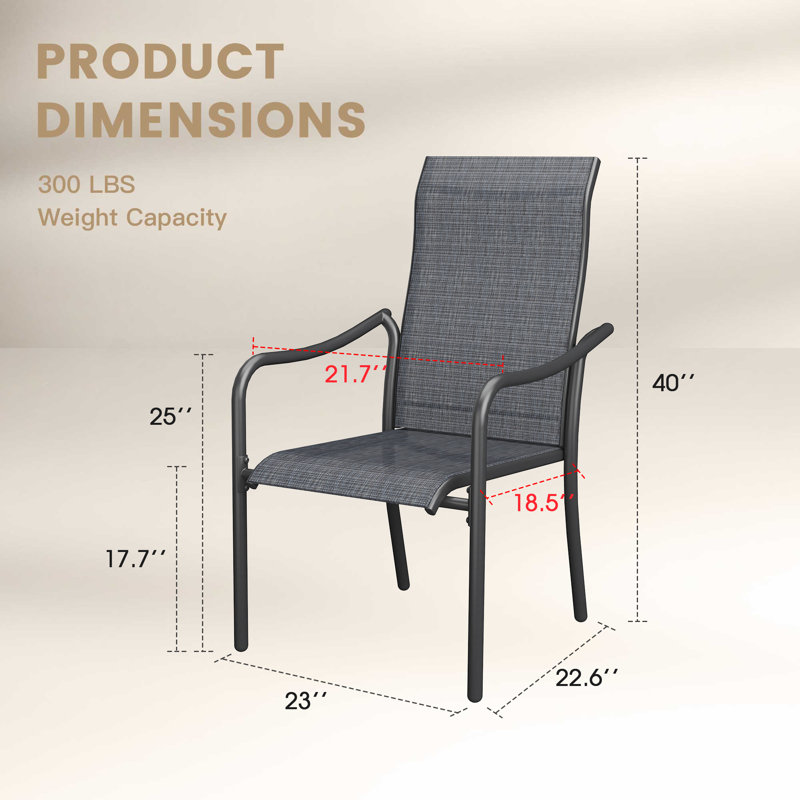 Outdoor Stacking Dining Armchair, Gray