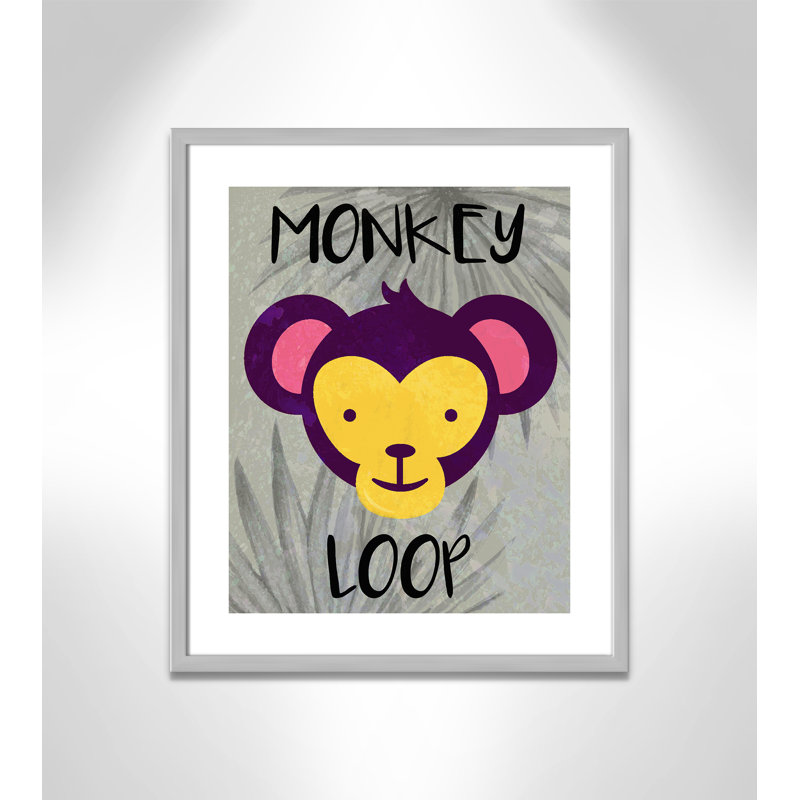 «Monkey Loop», impression sur papier, H 24,5 po x l 20,5 po x P 1,18 po, Encadré de boîte argent
