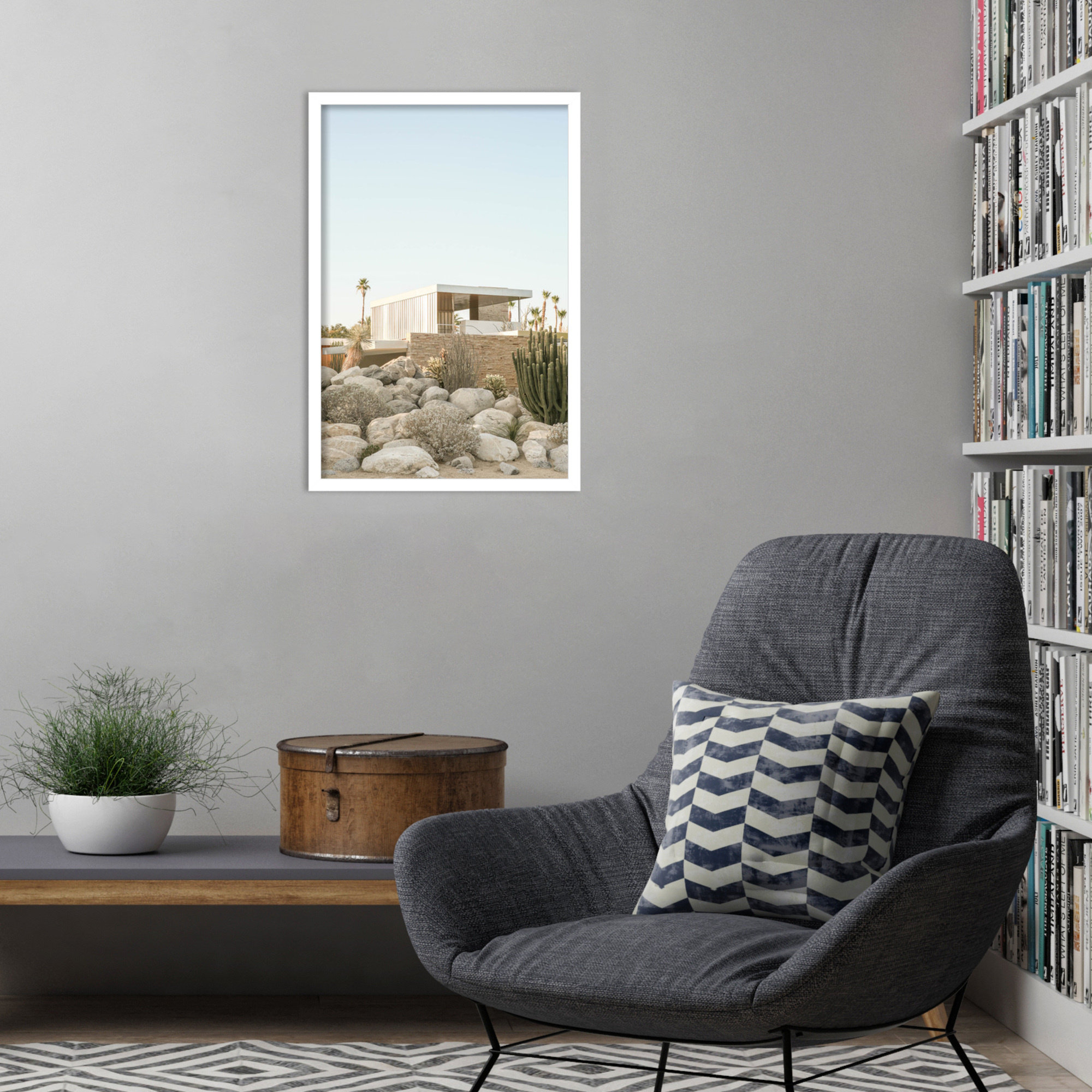 Kaufmann House 02 by Shot by Clint Wood Framed Wall Art Print, White, 25" H x 17" W