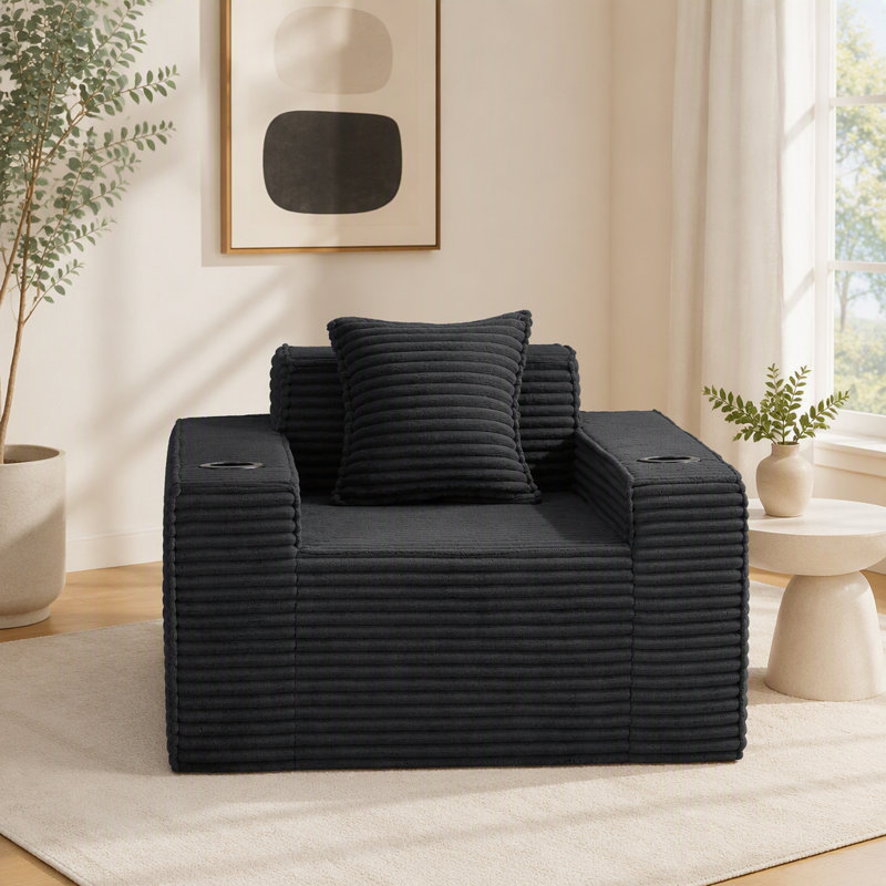 Canapé 1 place sans structure, aucun assemblage requis, canapé moderne pour petits salons, appartements et bureaux, Dark Grey