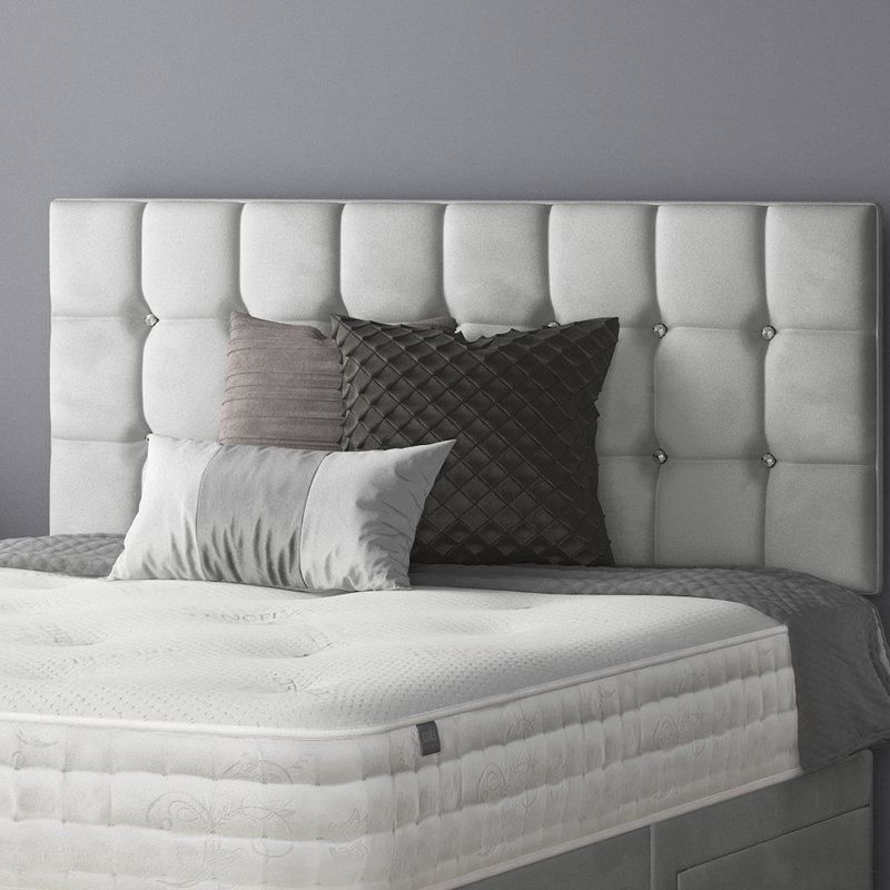 Rochester Upholstered Headboard, Double (4'6), Silver