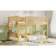 Lit superposé simple au-dessus d'un lit simple avec tablettes de rangement, lit superposé bas avec garde-corps en rotin, naturel (date d’arrivée prévue 2026/5/26)-492396284
