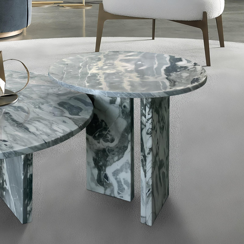ensemble de tables basses en marbre naturel, Bleu/gris