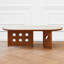 Table basse ovale en noyer fritté + bois manufacturé