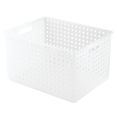 iDesign Modulon BPA-Free Recycled Plastic Extra-Large Stackable Basket, 10.3" x 13.3" x 18", Frost