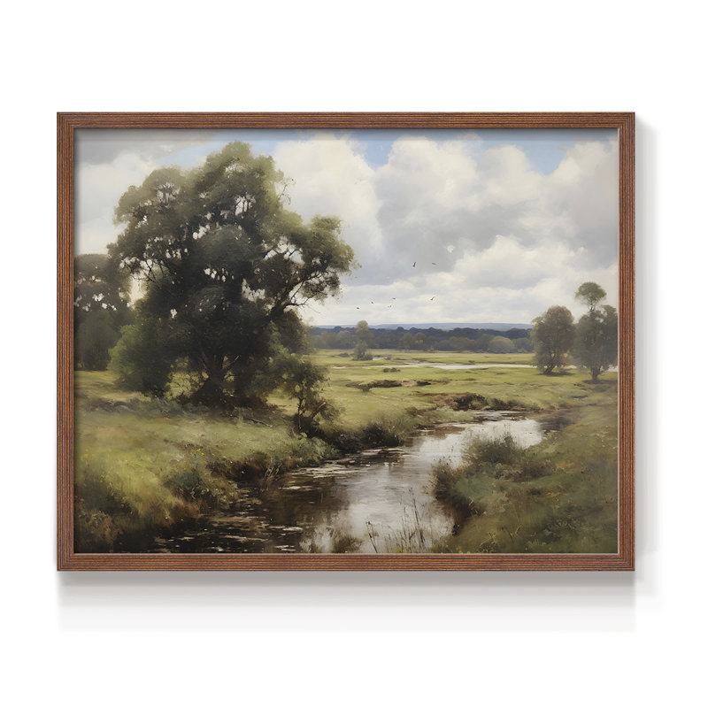Paysages rétro-DCCCLIV-Reproduction encadrée - réversible, H 11 po x l 14 po, Noyer