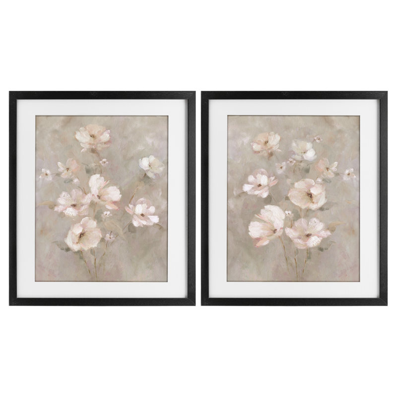 Arranged Blush Blossoms, ensemble de 2 reproductions encadrées sous verre, par Carol Robinson, H 21 po x l 17 po