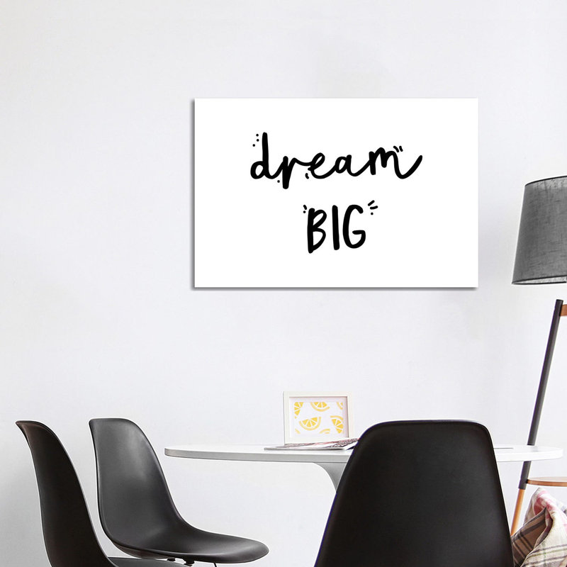 «Dream Big», reproduction d'art textuel, Pas de tapis, H 26 po x l 40 po x 1,5 po, Toile tendue