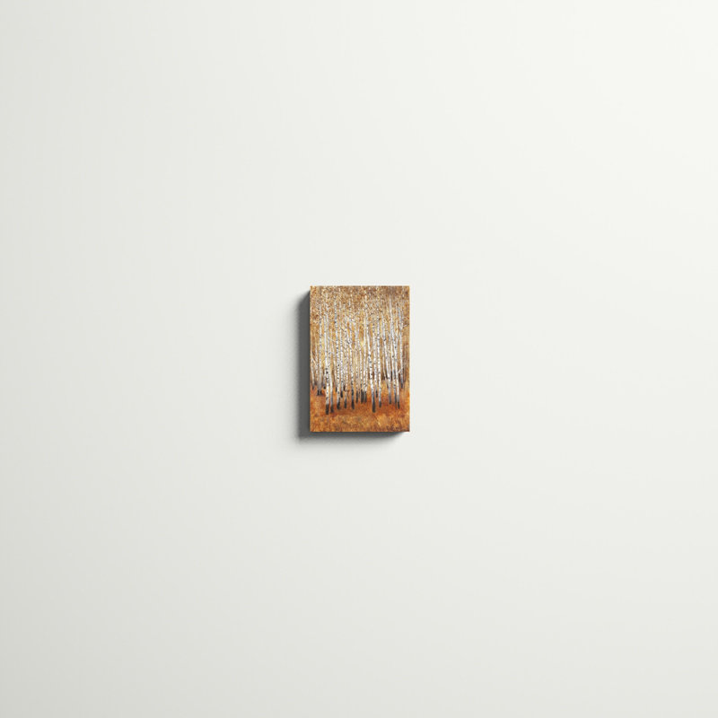 «Sienna Birches II», peinture sur toile, H 12 po x l 8 po