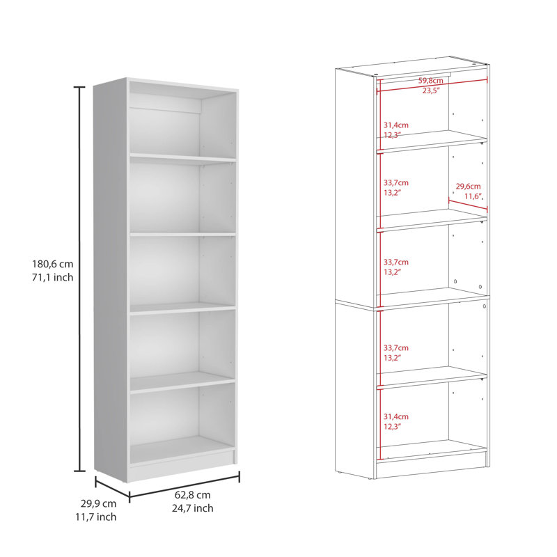Black 2 Piece Living Room Set with 2 Bookcases, 71.7" H x 24.7" W x 11.7" D, White