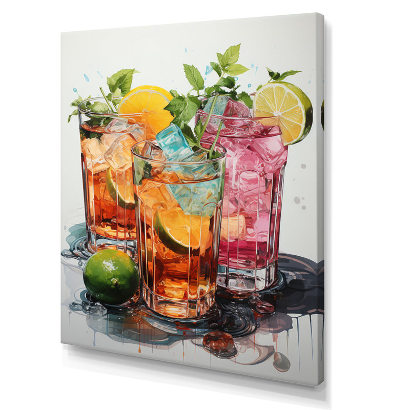 Hykeem Food Cocktail A Glamour I, H 32 po x l 16 po x P 1 po, Toile tendue