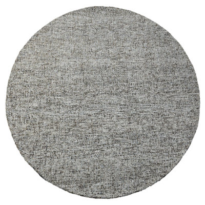 Tapis ronds 100% laine beige foncé faits à la main et touffetés à la main