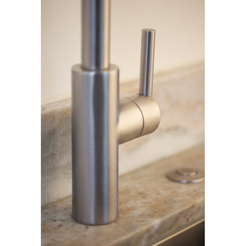 East Linear Single Handle Pull Down Kitchen Faucet, Stainless Steel (PVD)