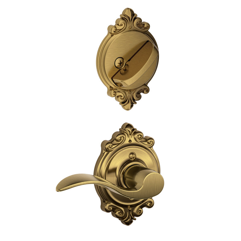 Poignée intérieure avec levier d'appoint et bouton-poussoir intérieur à pêne dormant intérieur avec garniture Brookshire