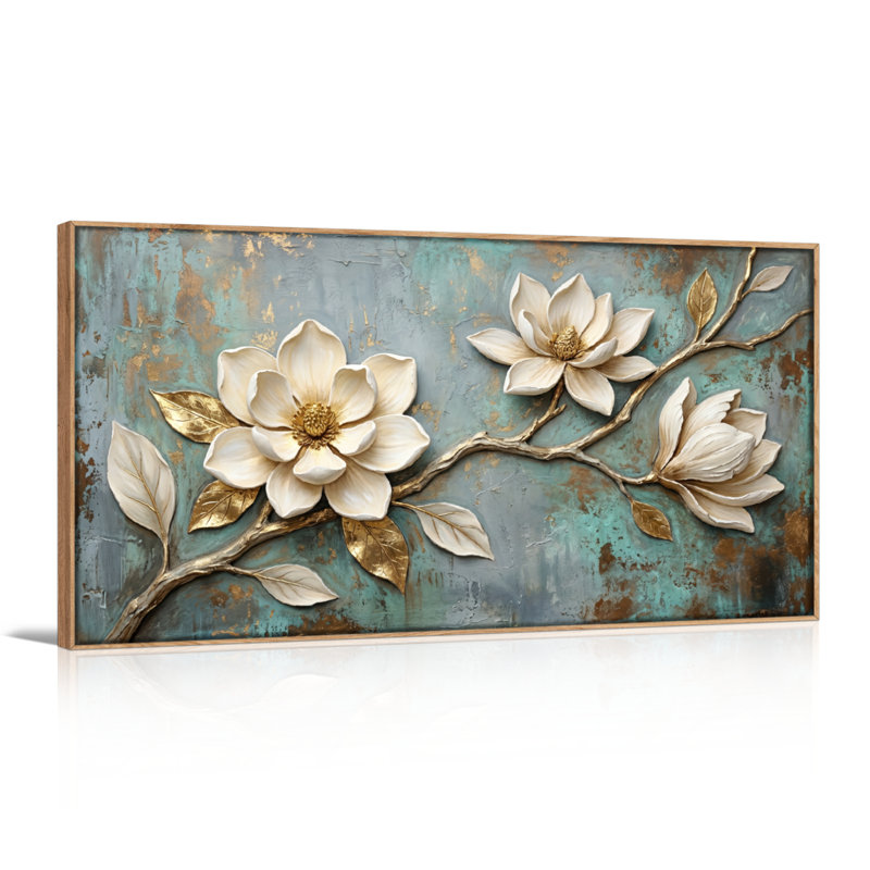 Ensemble de 1 toile murale à motif floral, L 40 po x H 20 po, Naturel