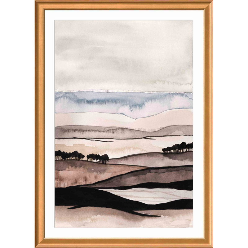 «Strata I» par Grace Popp - peinture encadrée, Or antique, H 42,86 po x l 30,86 po x P 0,85 po