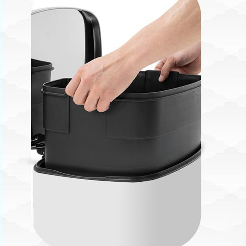 White Stainless Steel 13 Gallon Kitchen Trash Can with Foot Pedal