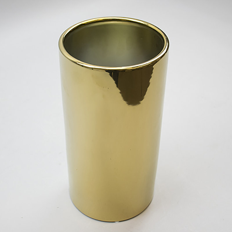 Handcrafted Watertight Ceramic Table Vase , Gold, 21" x 6" W x 6" D