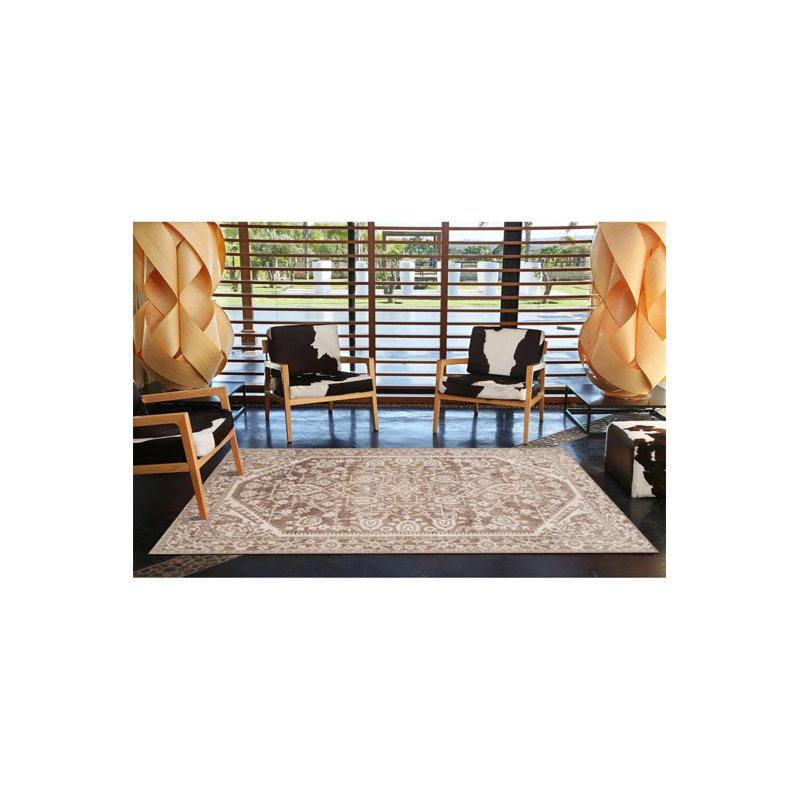Star Themed Traditional Woven Based Washable Carpet, Round 5'