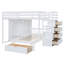 Lit superposé double au-dessus d'un lit simple en bois, solution de rangement moderne pour la famille