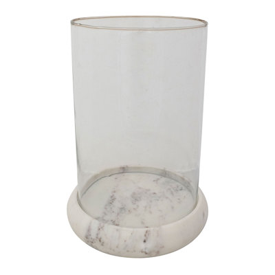 Glass Hurricane Candleholder With Marble Base