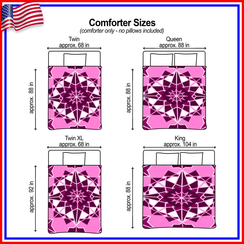 Pink Kaleidoscope Pattern Comforter, Queen