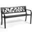 Banc en métal noir de 50 pouces avec dossier en PVC rose