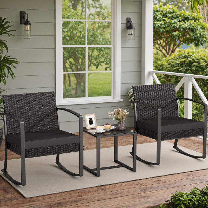 Ensemble bistro long pour 2 personnes 16 po Anniah Square, Noir