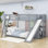 Lit superposé double en bois avec glissade et tablettes Harricharan Kids