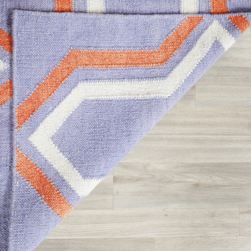 Normal Rectangle Geometric Wool Hand Woven Area Rug, Rectangle 122cm x 183 cm