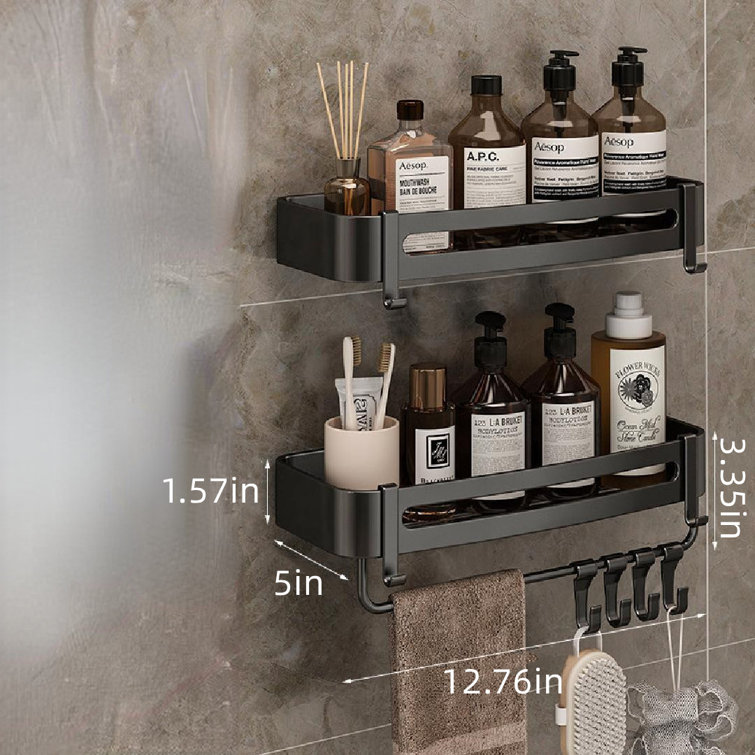 Kayeleigh Adhesive Mount Shower Caddy Rebrilliant Finish: Black