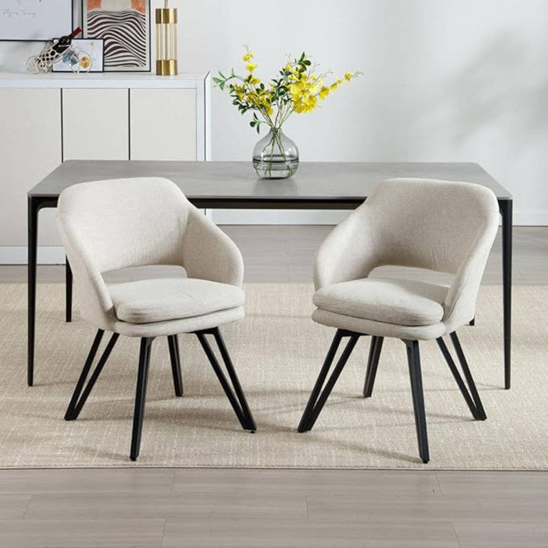 47.5cm H Upholstered Metal Accent, Oatmeal