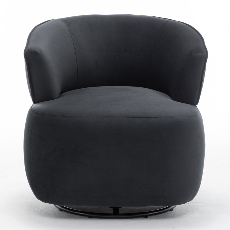 Olevide Swivel Barrel Chair, Black Velvet
