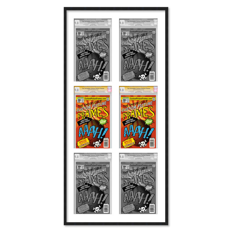 Wood Picture Frame with Mat, 8.125" x 13", 20.75" x 44.5", Black/White