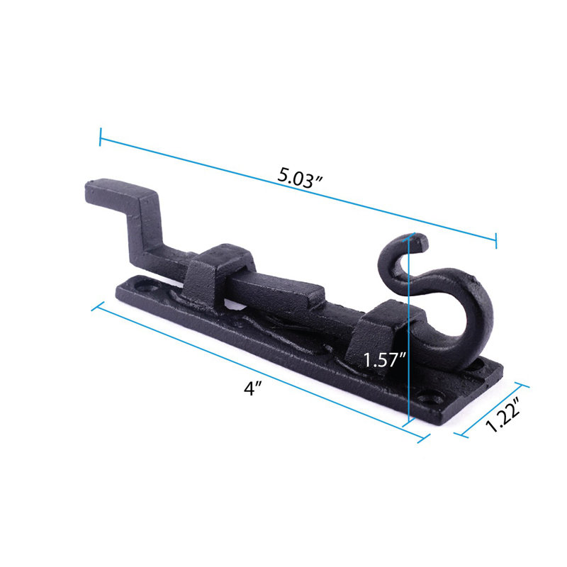 Hand-Forged Iron Offset Necked Slide Bolt for Doors and Cabinets