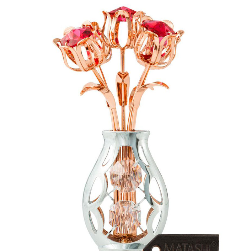 Bouquet de fleurs et sculpture vase, Or rose