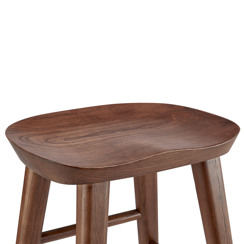 Anzie Wood Backless Saddle Stool, Counter Stool (25.8" Seat Height), Walnut