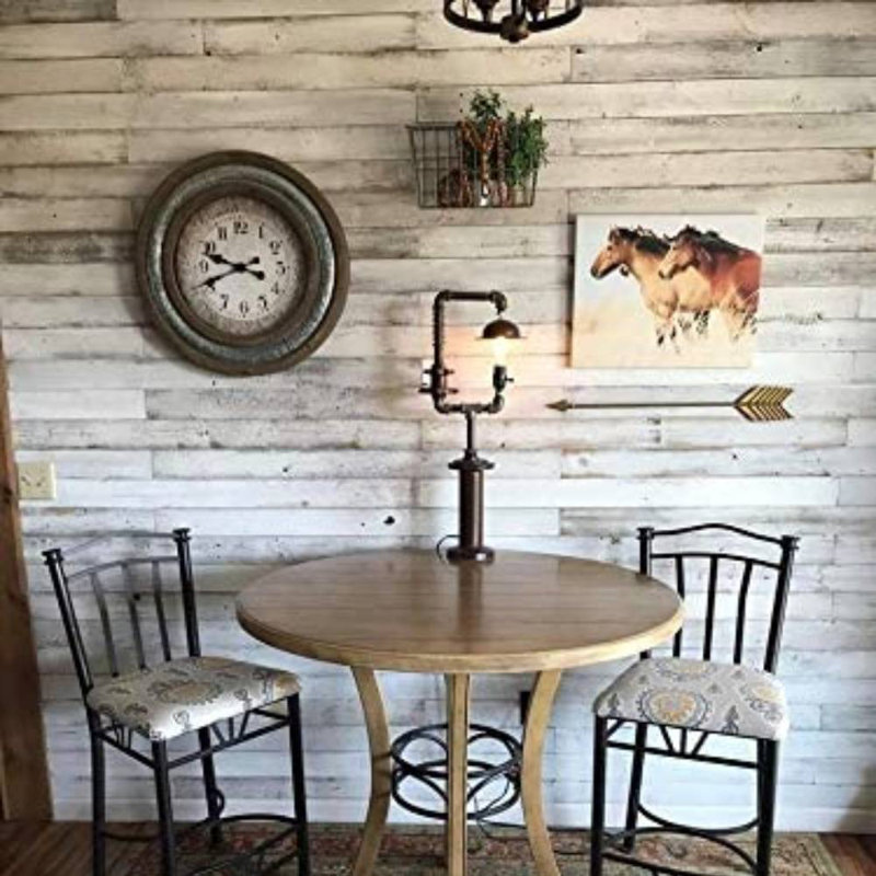 3.5" x 48" Reclaimed Solid Wood Wall Panelling in Whitewash