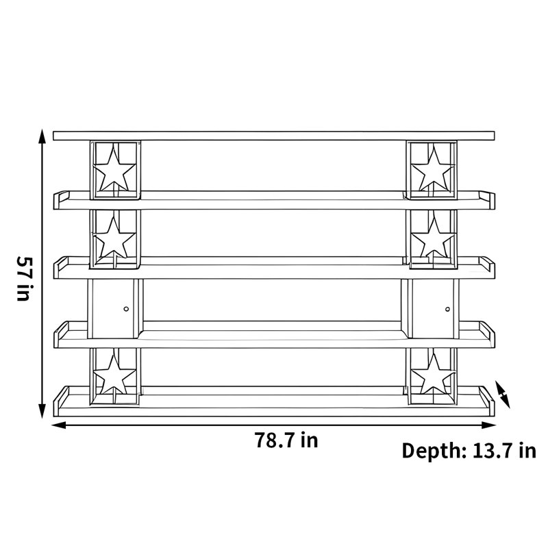 Useful and good-looking bookcase, Dark Brown/Black, (5 Shelves) 57"H x 78.7"W x 13.7"D