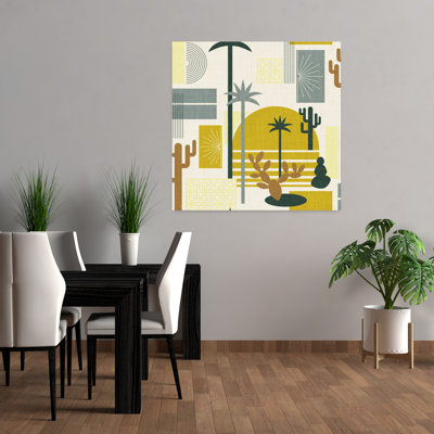 Art contemporain, art contemporain rétro, paysage de palmier cactus rétro