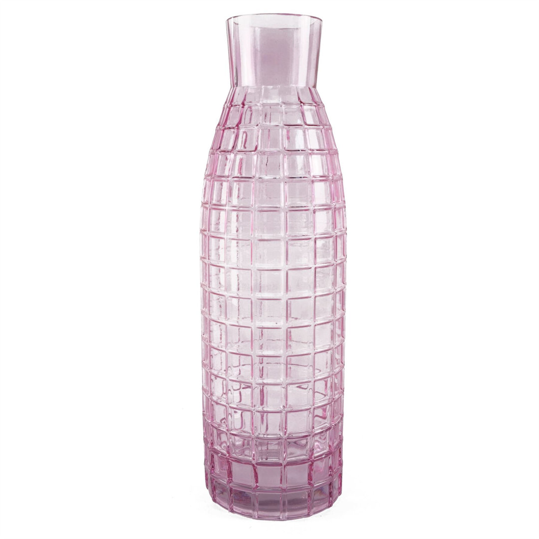 Glass Vase Tall Pink Square Glass Vase 49cm Metro Lane