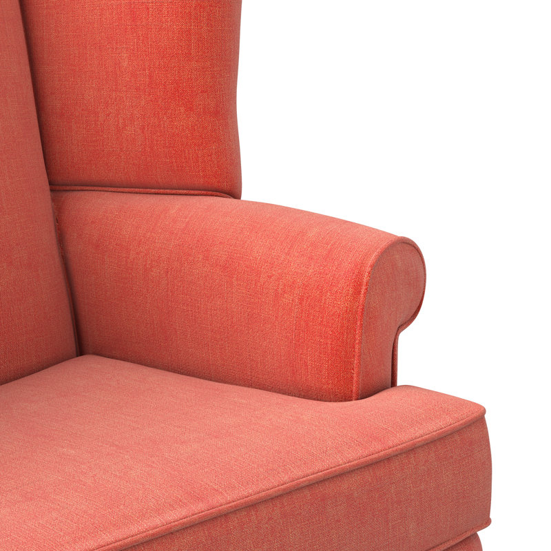 Fauteuil à oreilles en polyester l 28 po Mandalay, Corail