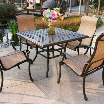 Square 4 - Person 43.19" Long Aluminum Dining Set