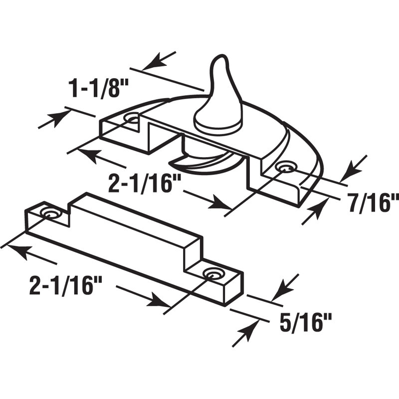 Prime-Line Sash Lock, 2-1/16 in. Hole Centers, Fits Single and Double Hung Vinyl Windows, Vinyl Construction, White, (Single Pack)