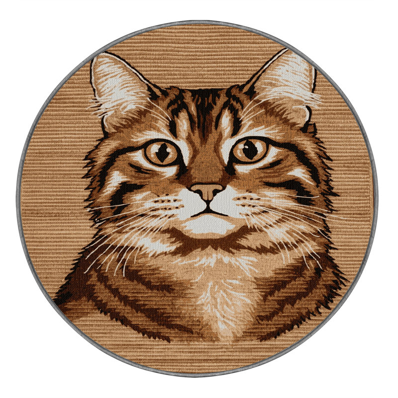 Washable Asian Semi longhair Cats Area Rug, Round 8'