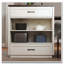 Îlot de cuisine 83,1 po avec table coulissante et supports de rangement pour 2 à 6 personnes, îlot de cuisine avec portes en verre trempé
