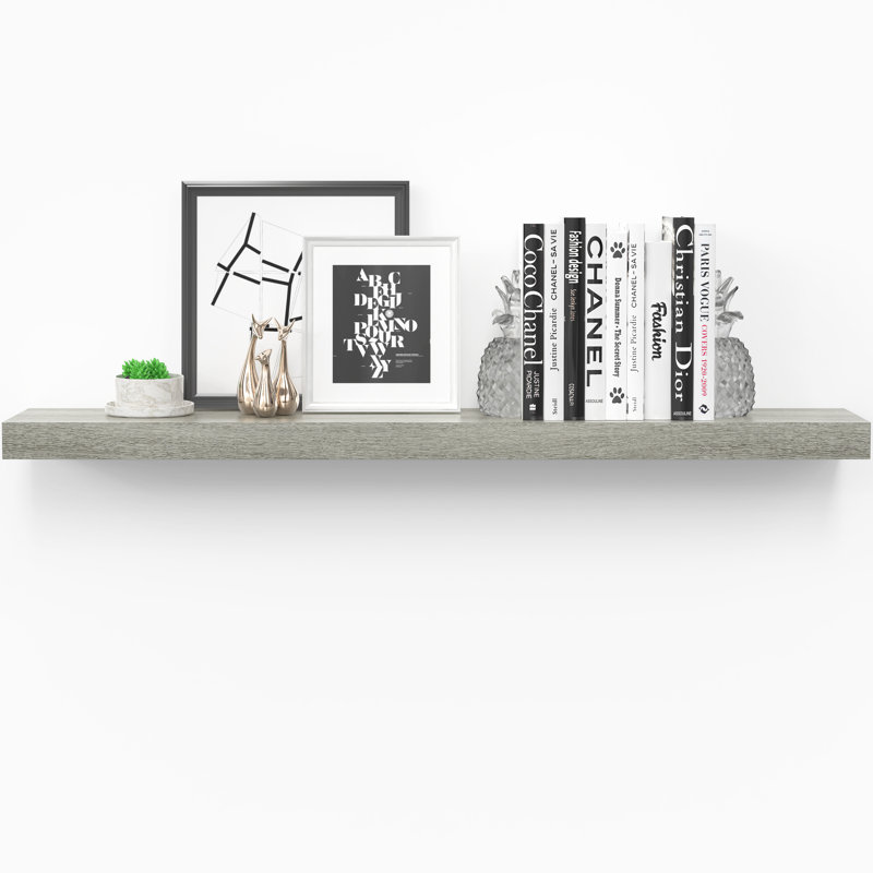 Miami 36" W x 8" D Floating Shelf with Invisible Wall Mount Bracket, Grey Oak