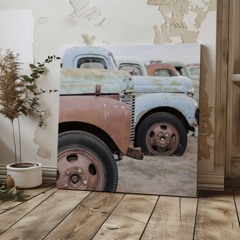 Weathered Wheels Print, 12" H x 12" W x 1.25" D, Wrapped Canvas, 1