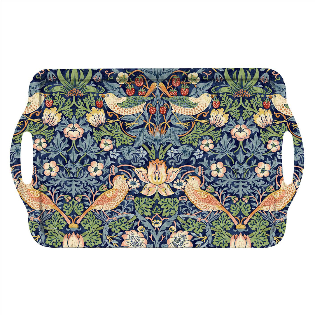 Morris & Co Pimpernel Strawberry Thief Red Large Melamine Hndld Tray 18.9 X11.6" Pimpernel 