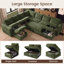 Canapé-lit modulaire rembourré avec rangement en fausse fourrure vert-131655618
